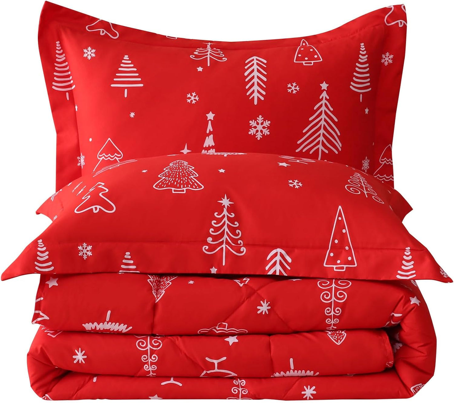 JSD Red Kids Christmas Comforter Set Full Size for Festive Fun