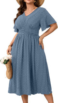 Women's Plus Size Maxi Dress V Neck Swiss Dot - Flowy Summer 2025