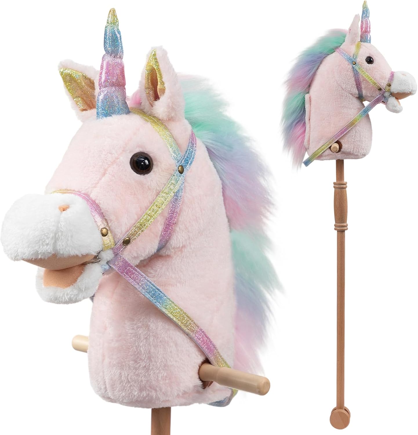 HollyHOME Unicorn Stick Horse with Real Sounds for Kids Play