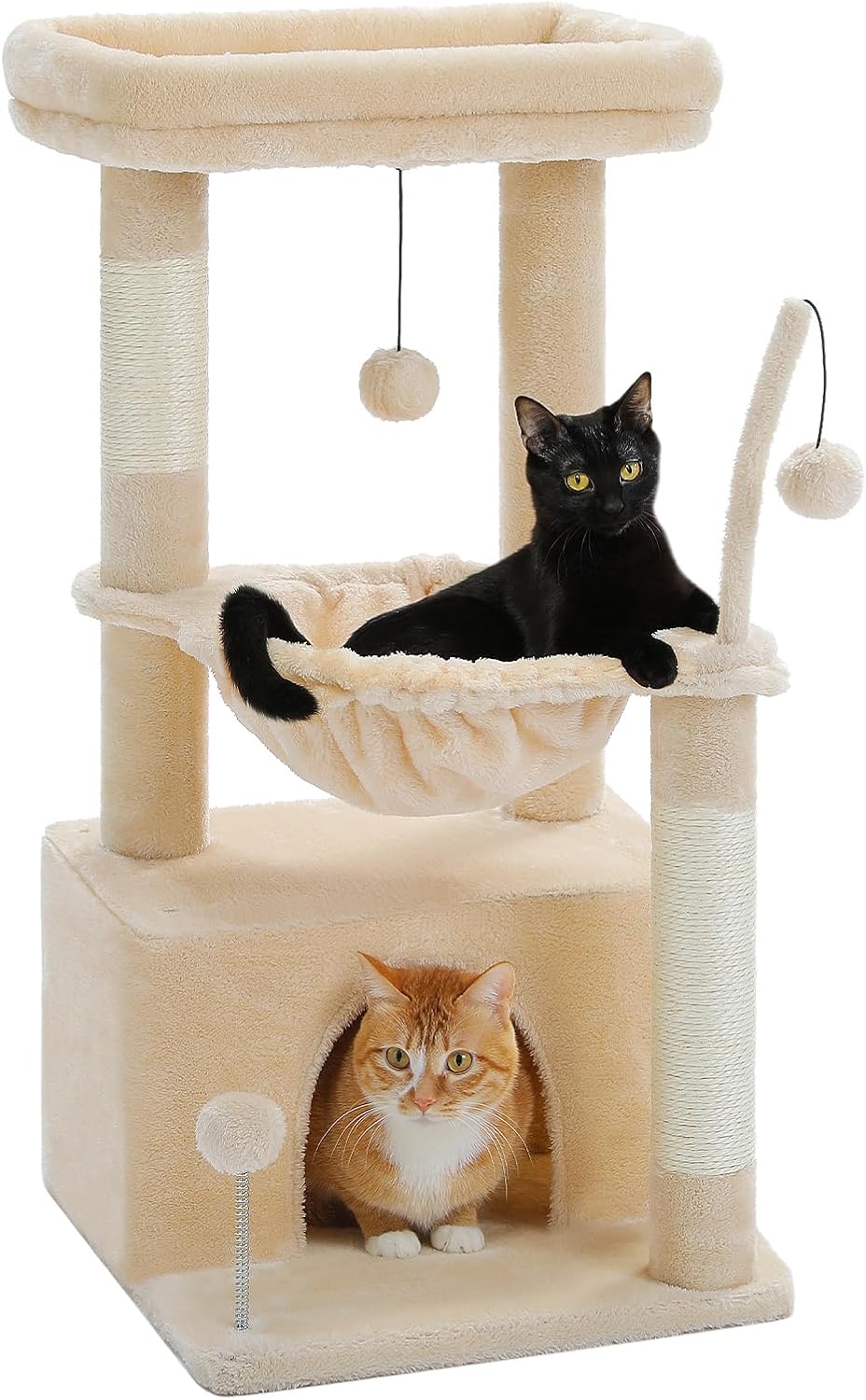 4-in-1 Cat Tree with Cozy Hammock and Large Cat Condo