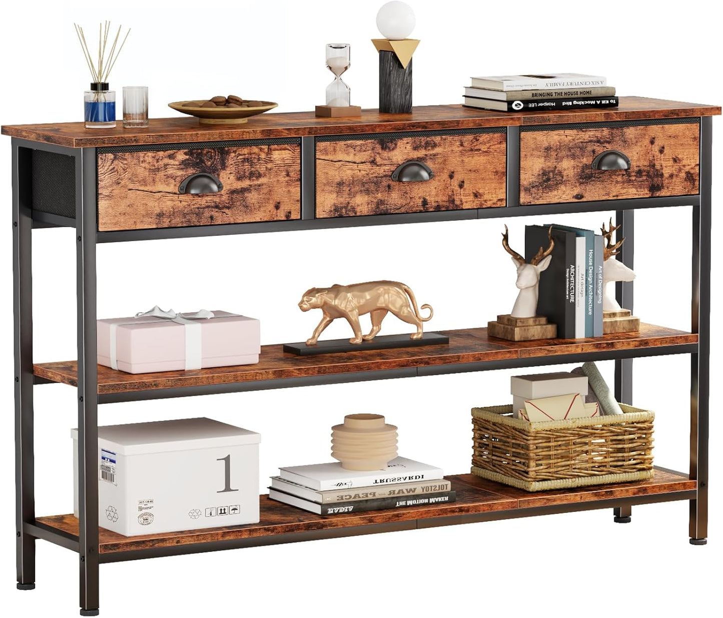 Furologee 47 Inch Long Console Sofa Table with 3 Drawers