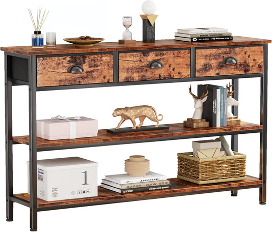 Furologee 47 Inch Long Console Sofa Table with 3 Drawers
