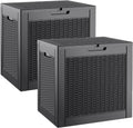 32 Gallon Resin Deck Box 2-Pack Black - Waterproof Outdoor Storage