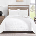King Size Reversible White Quilt Set 104ftx96ft - Lightweight
