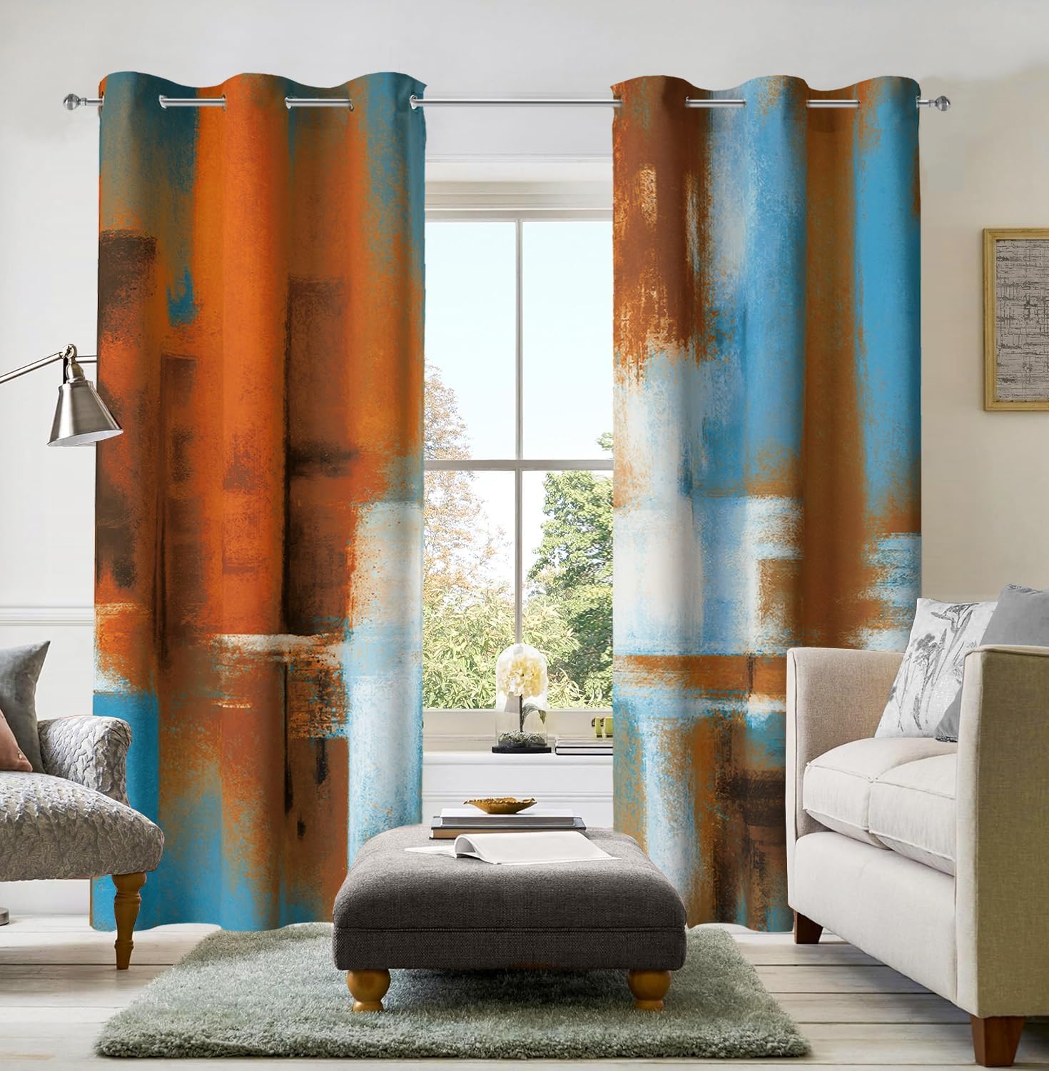 Rust Curtains 2 Panels for Room Darkening and Privacy Protection