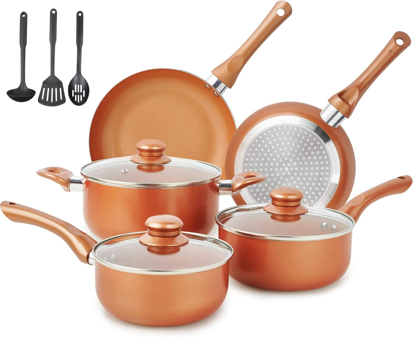 Ultra Nonstick Pots and Pans Set with Copper Ceramic Coating