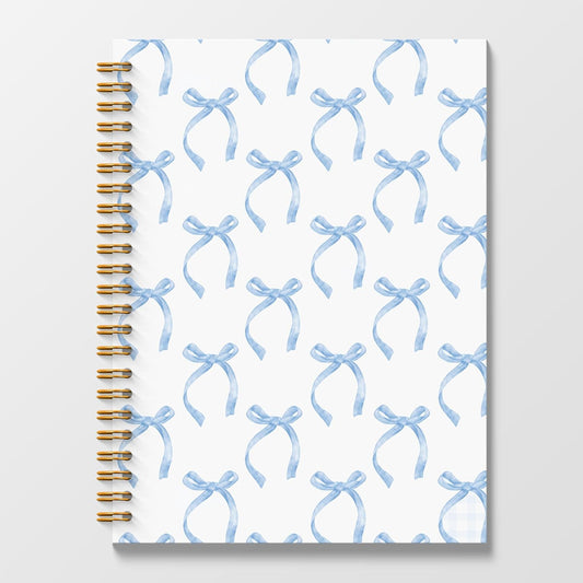 Blue Bow Spiral Journal 5.5x8.3 - Stylish School Notebooks