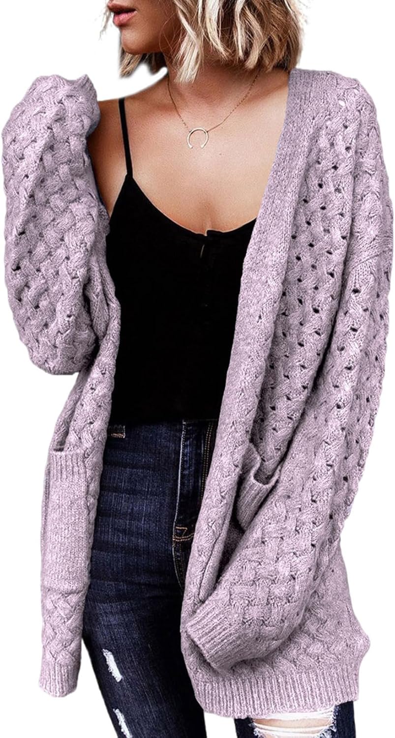 Dokotoo Women's Open Front Long Sleeve Chunky Knit Cardigan