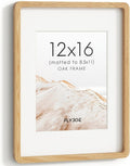 12x16 Picture Frame Natural Oak Wood with HD Tempered Glass