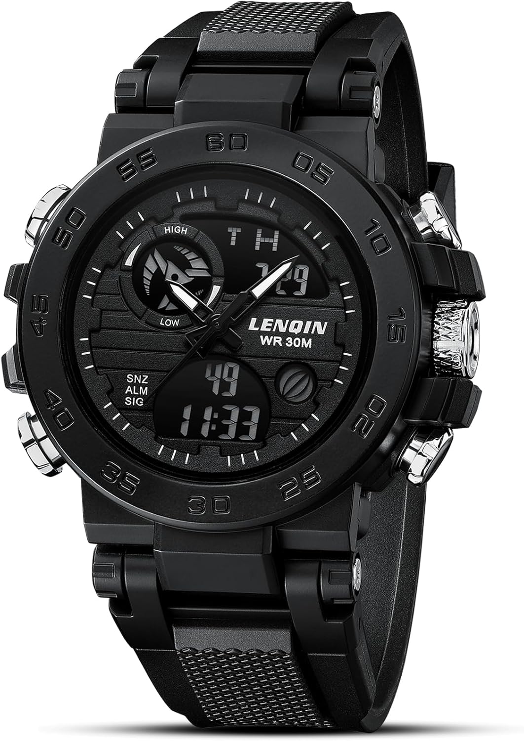 LN LENQIN Digital Military Watch: Big Face, Waterproof, LED