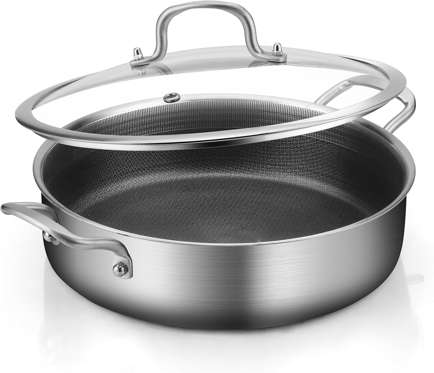 Tri-Ply Stainless Steel 7 Quart Saute Pan for Healthy Cooking
