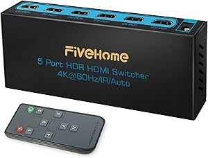 4K@60Hz HDMI Switch 5x1 for Seamless Device Connectivity
