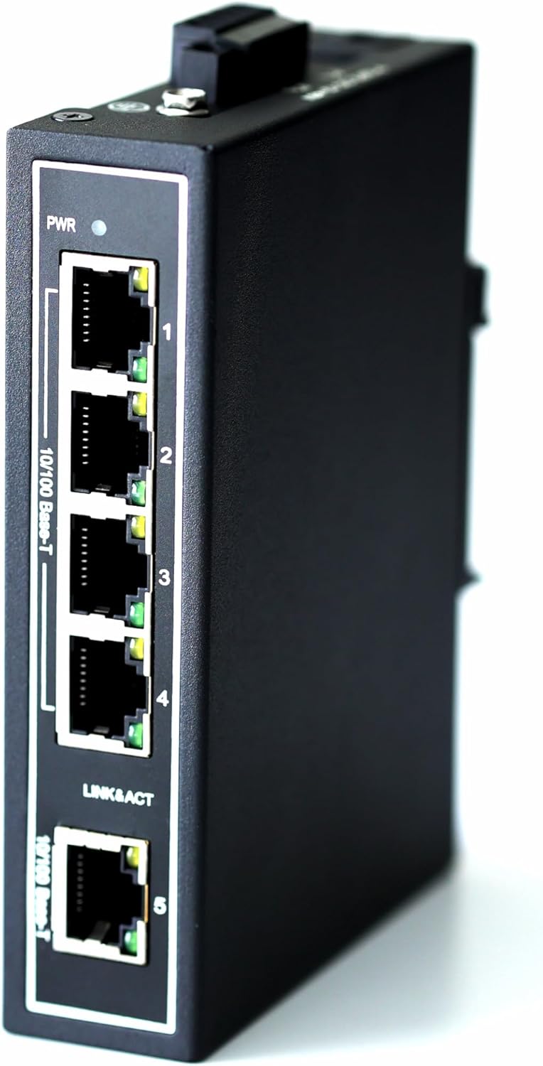 5-Port Industrial Ethernet Switch with DIN Rail Mounting for Fast Data