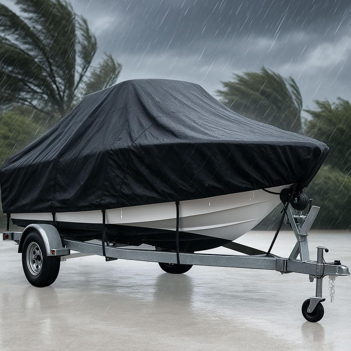 Heavy Duty Waterproof Boat Cover for 16-18.5 FT V-Hull Boats