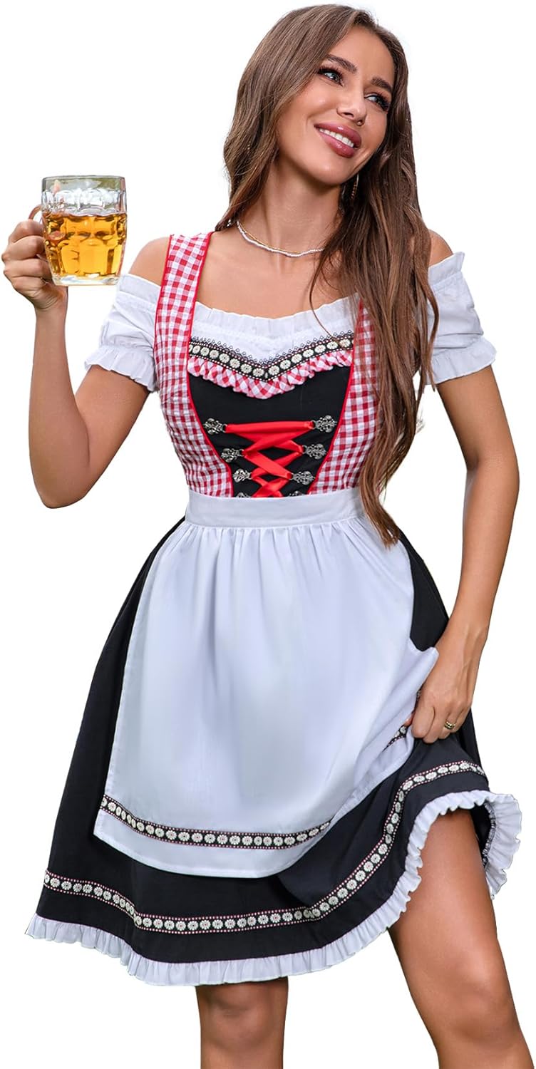 Abaowedding Oktoberfest Outfits Women 3Pcs Dirndl Dresses