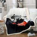 Japanese Koi Fish Blanket Yin Yang Throw Blanket 50in x 60in - Cozy