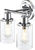 2-Light Chrome Bathroom Vanity Light Fixture Over Mirror - Bright
