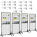 4-Pack 2ft x 5.5ft Gridwall Panel Display Stands - Stable Mobile Rack