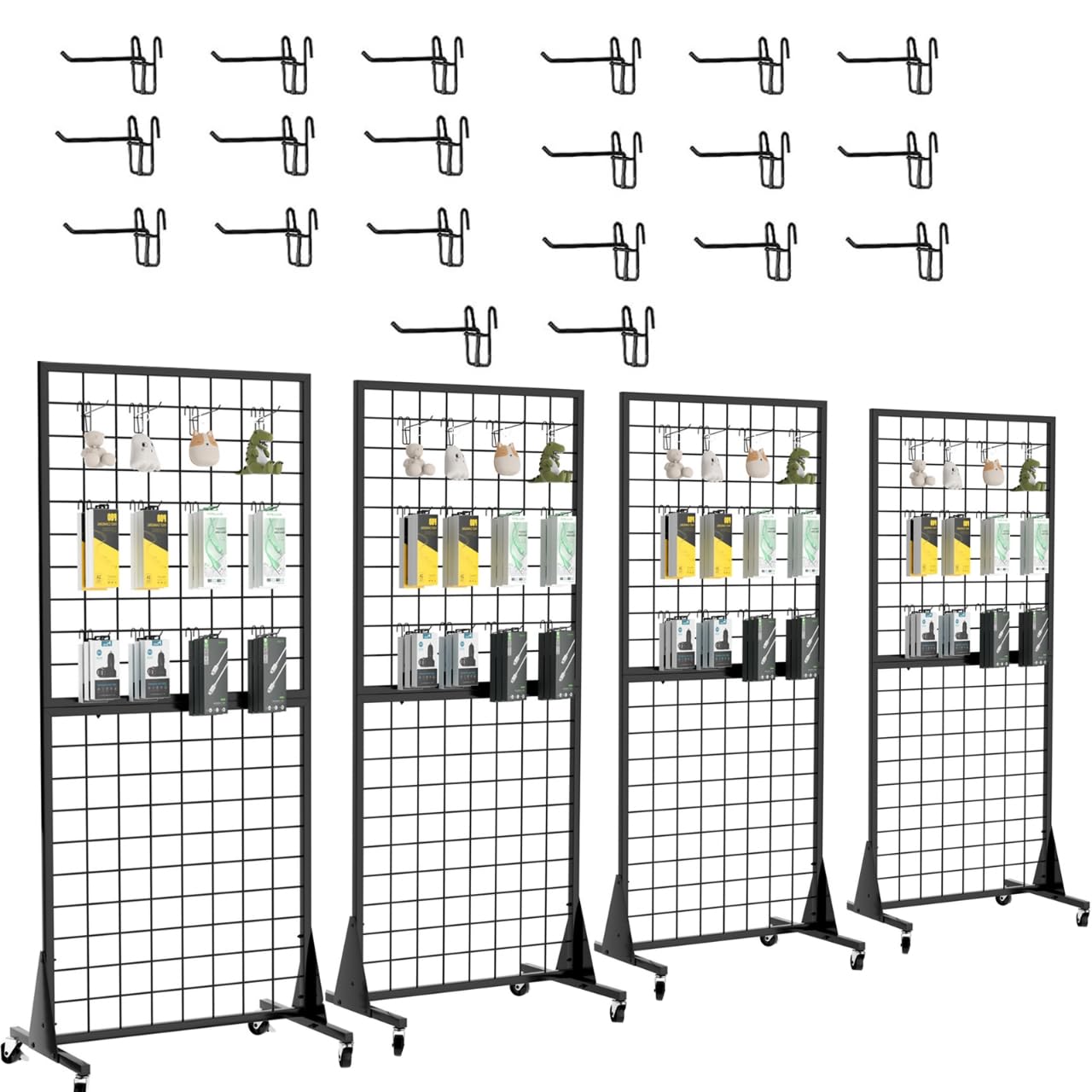 4-Pack 2ftx5.5ft Ft Gridwall Panel Display Stands for Retail Use