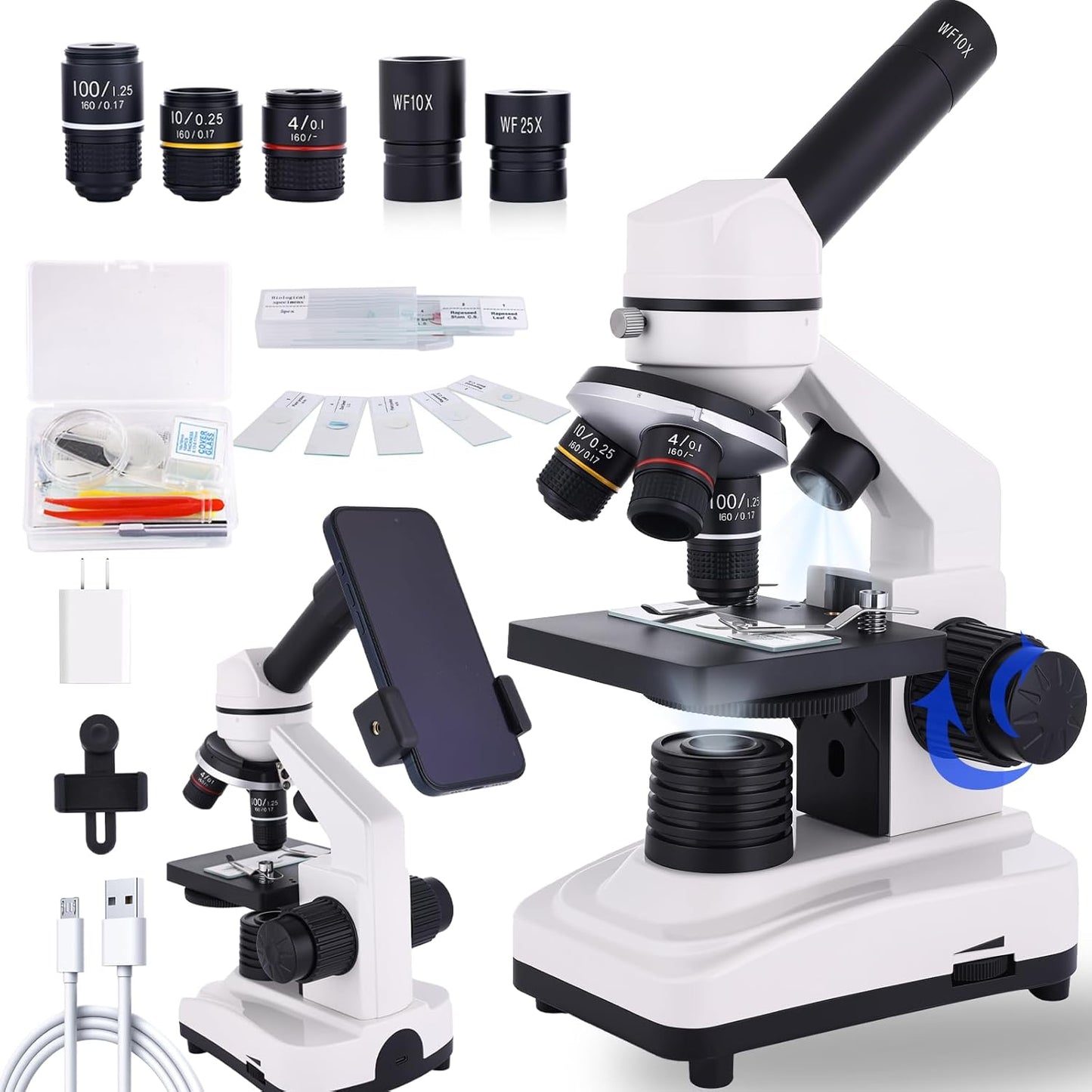 Powerful Compound Microscope with Dual LED Illumination for All