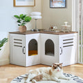 Corner Litter Box Enclosure for 2 Cats - Hidden Litter Box Cabinet