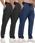 3 Pack Mens Athletic Sweatpants with Zipper Pockets - Versatile colors