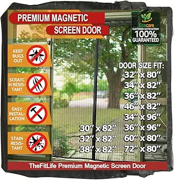 TheFitLife Magnetic Screen Door - Heavy Duty Mesh for Easy Access