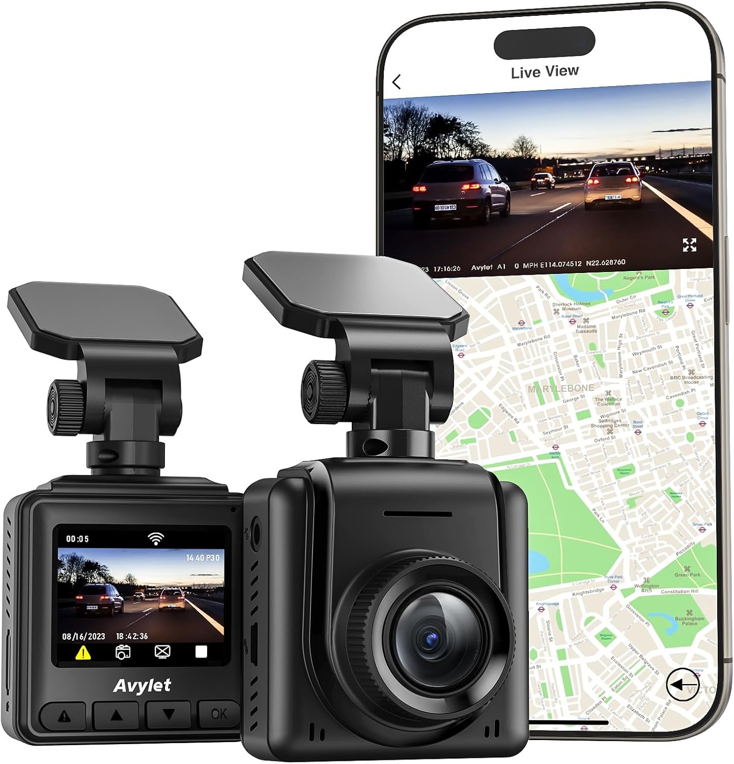 Avylet 2K WiFi Dash Cam: Night Vision & Parking Monitor