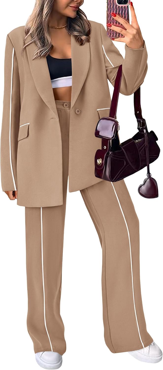 PRETTYGARDEN Women's Fall Spring 2 Piece Blazer Outfits Set
