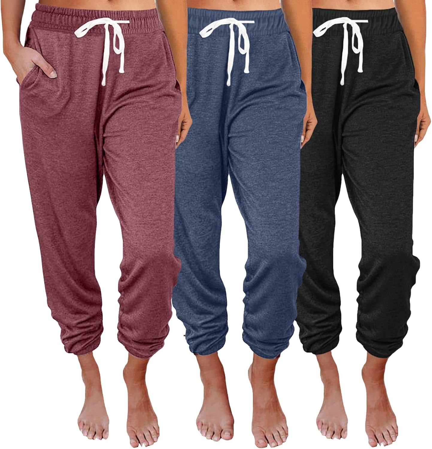 Comfy Lounge Pants for Women - 3 Pack Baggy Sweatpants