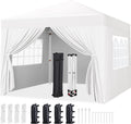 10 ft x 10 ft White Pop Up Canopy Tent - Portable Enclosed Shelter
