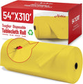 Plastic Table Cloth 310 Ft x 54 in Yellow Roll - Heavy-Duty Disposable