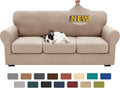 4 Pieces Couch Covers for 3 Cushion Couch - Super Stretch Khaki