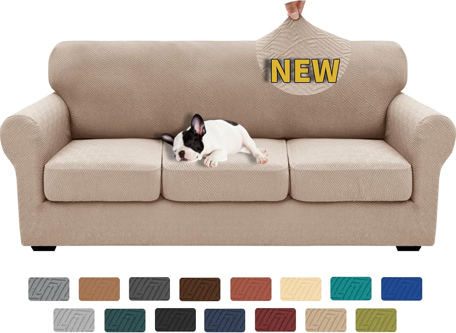 XINEAGE 2025 Couch Covers for 3 Cushion Couch - Khaki Color