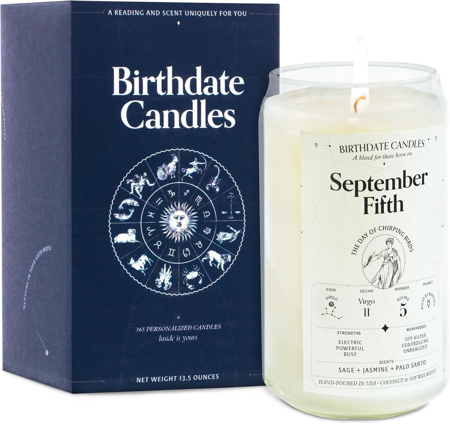 Virgo Zodiac Scented Candle for September 5 Birthday Gift