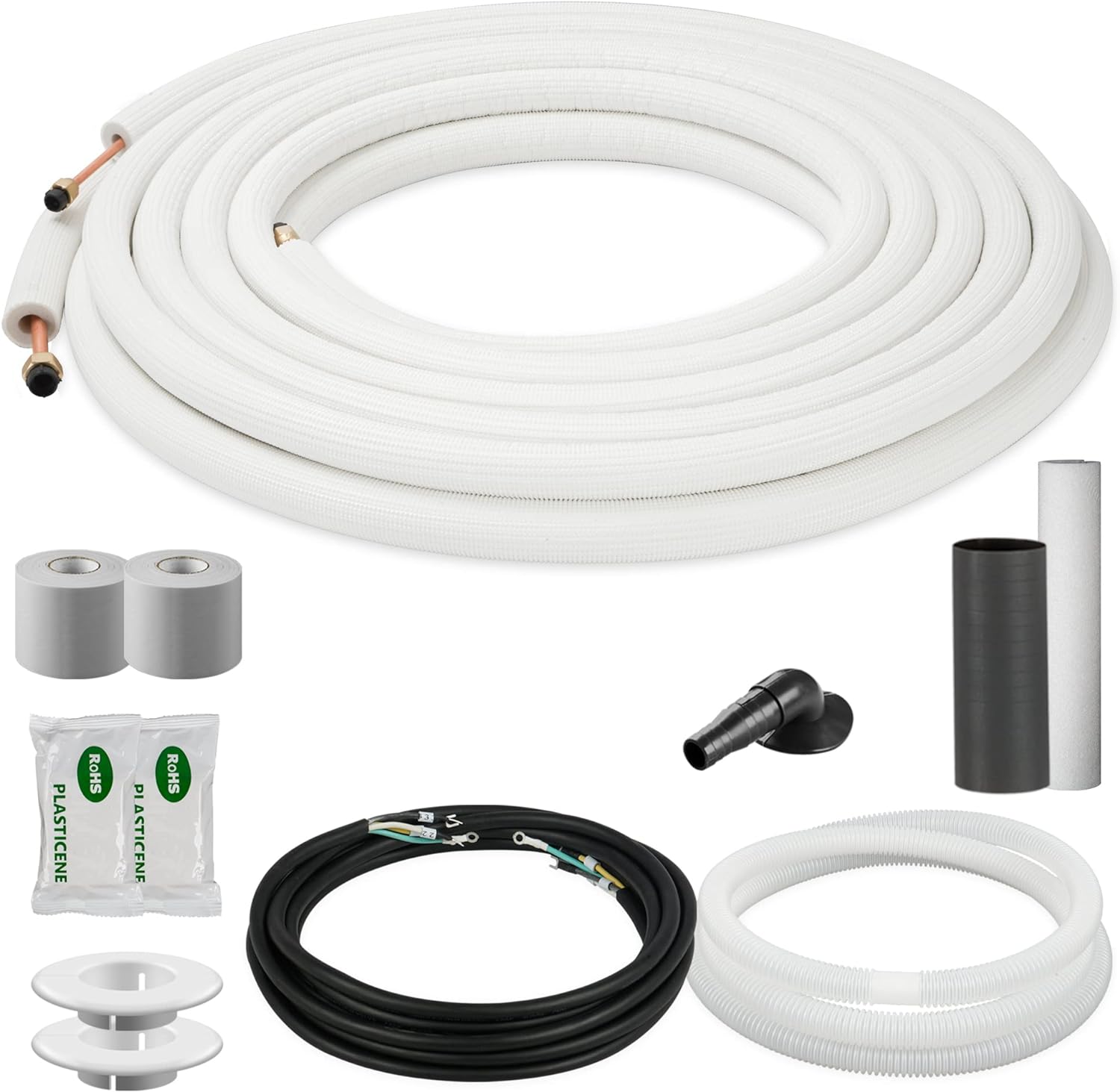Della 1/4 & 3/8 Mini Split Line Set - 50 Ft Copper Tubing with Insulated Coil for Efficient Cooling!