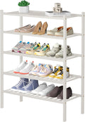 5 Tier Bamboo Shoe Rack for Closet - Stackable Space Saver