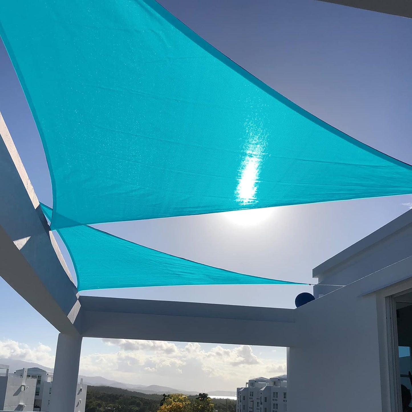SUNNY GUARD 8ft x 16ft Rectangle Turquoise Blue Sun Shade Sail