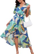 Kormei Womens Floral V Neck High Low Maxi Dress - Flowy Comfort