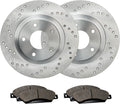 MaxOne XD Front Brake Pads and Cross-Drilled Rotors Kit - Quiet