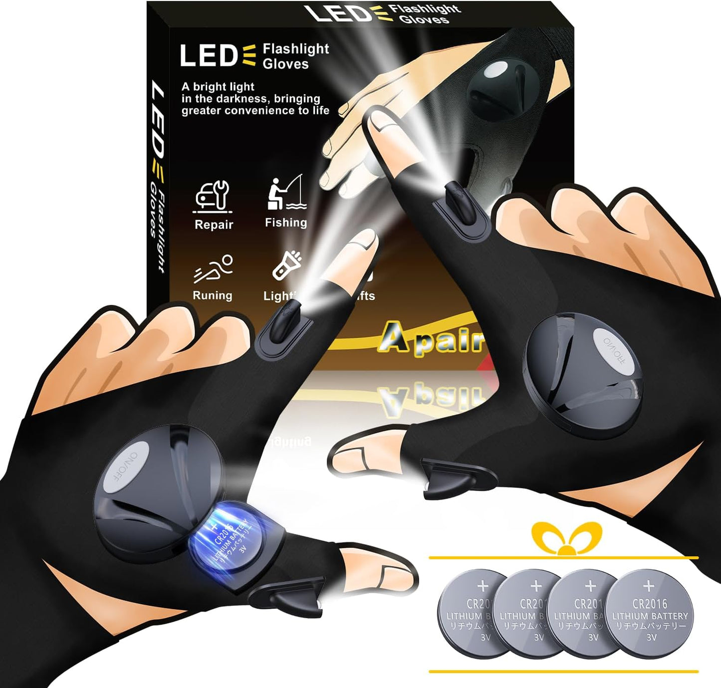 LOUISWARE LED Flashlight Gloves - Hands-Free Illumination!