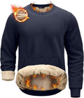 Pudolla Men's Sherpa Lined Crewneck Sweatshirt - Heavyweight Warmth