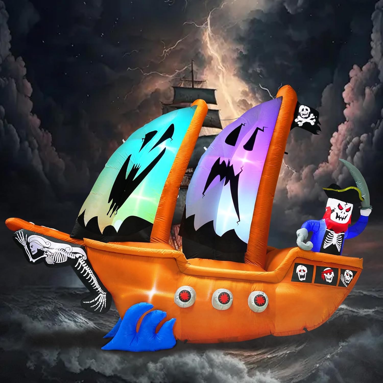 10FT Length Inflatable Pirate Ship for Halloween Decorations