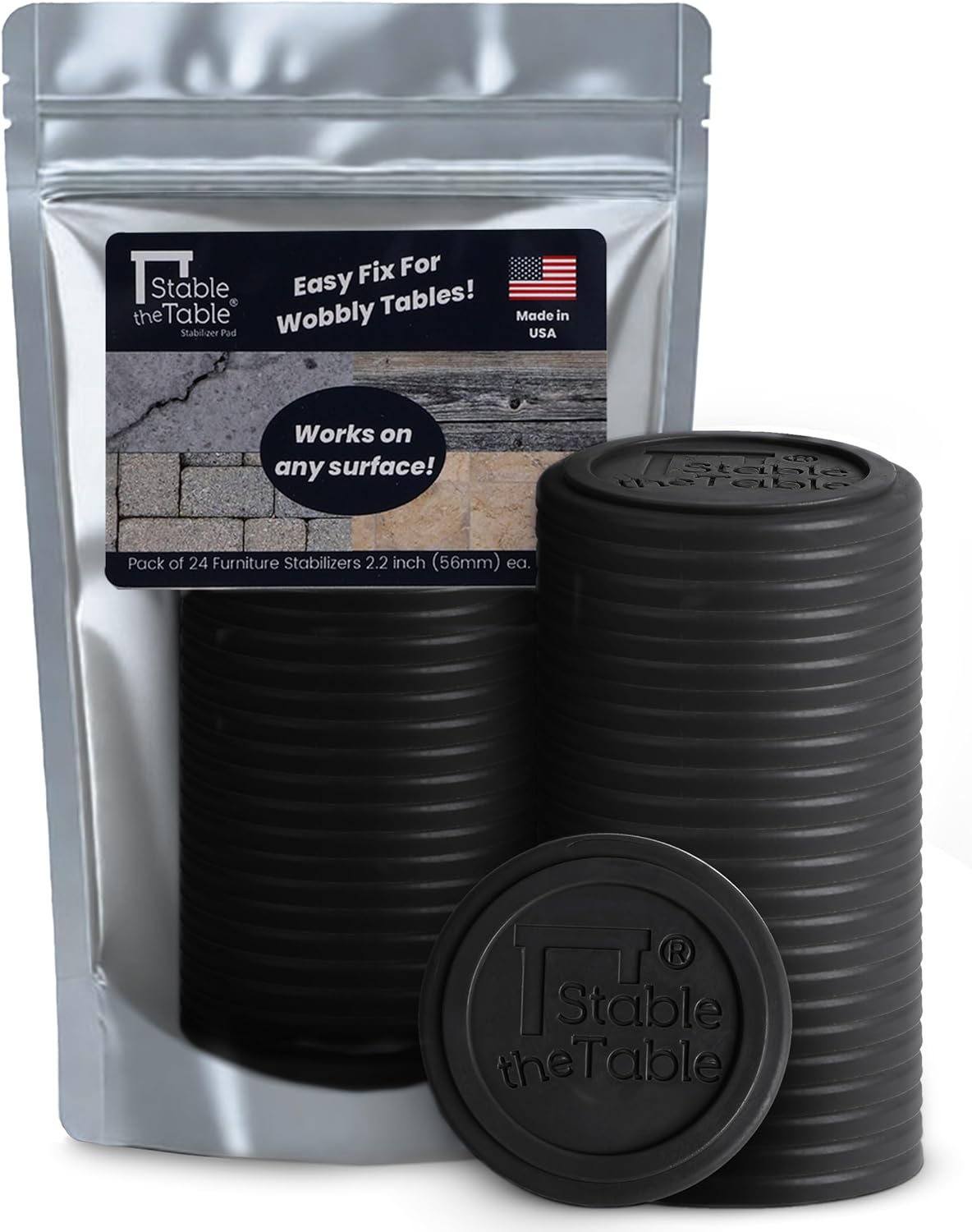 Stable The Table 24 Pack Charcoal Round Non Slip Table Leveler