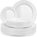 120 White Plastic Plates Disposable Party Pack - Sturdy, Elegant