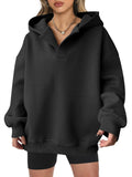 Womens Oversized V Neck Hoodies - Soft Fleece Fall Pullover