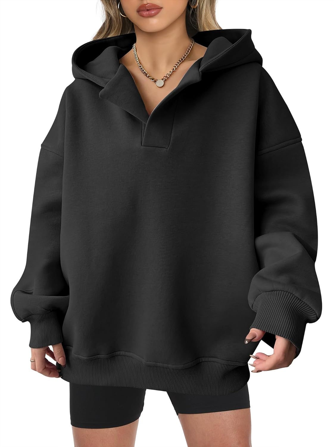 Oversized V Neck Hoodies for Women - Trendy Y2K Sweatshirts