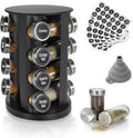 Black Countertop Rotating Spice Rack Organizer Tower - 16 Jars