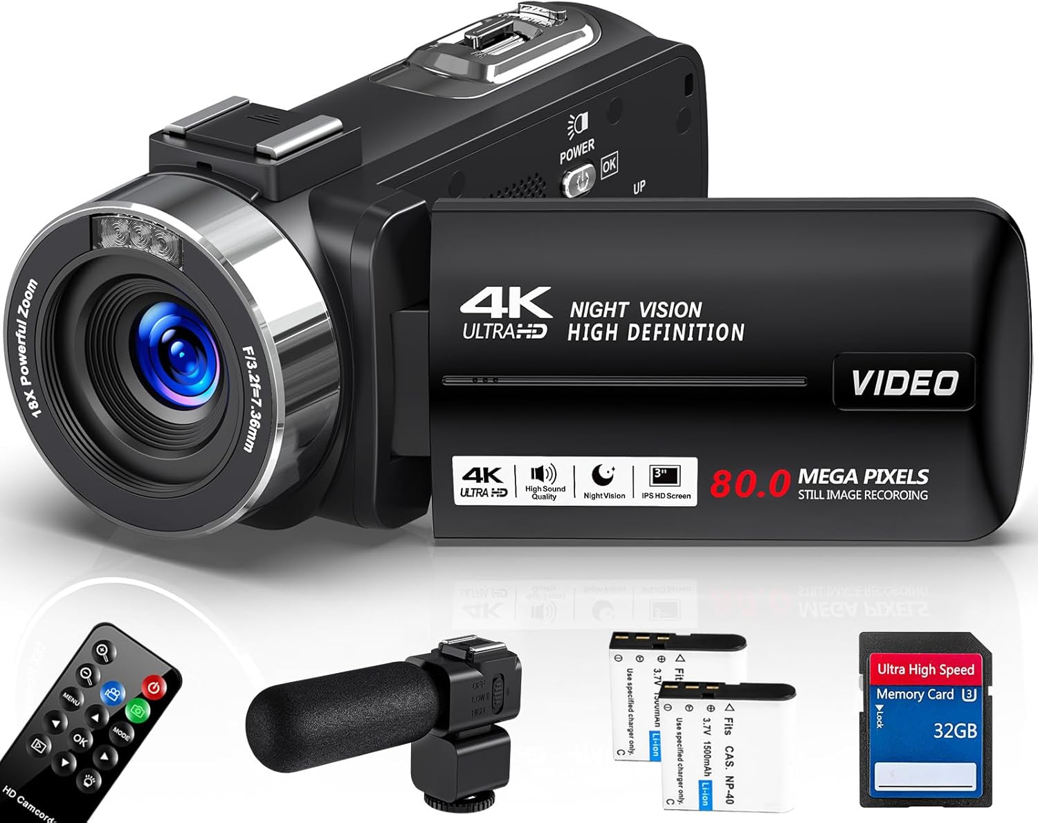 4K HD Camcorder Video Camera for YouTube with Night Vision