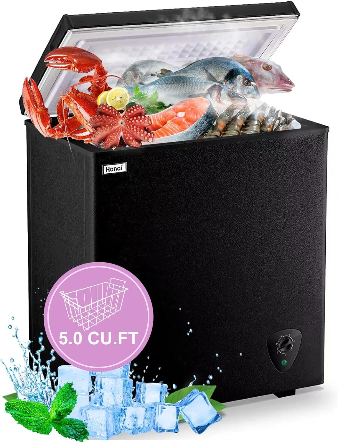 Chest Freezer Deep Freezer for Garage 5.0 Cu.Ft Compact Freezer